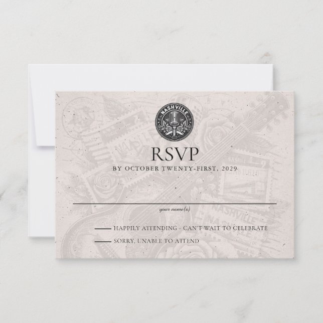 Nashville Passport Wedding RSVP Card (Vorderseite)