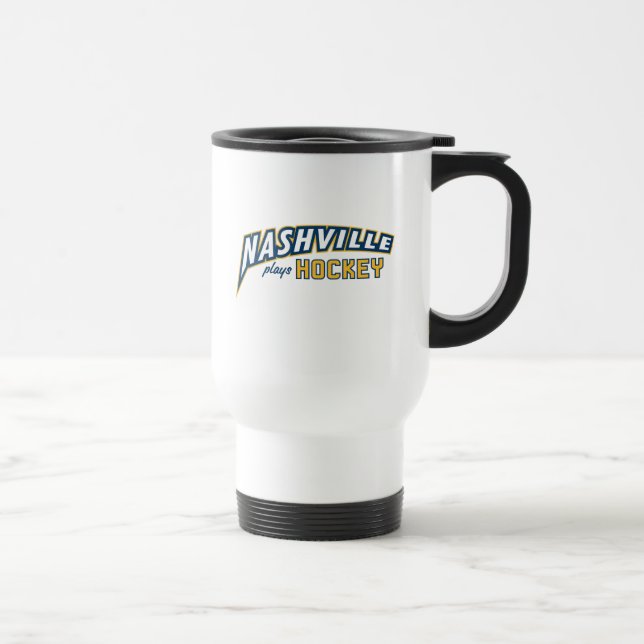 Nashville Plays Hockey White Travel Mug Reisebecher (Rechts)
