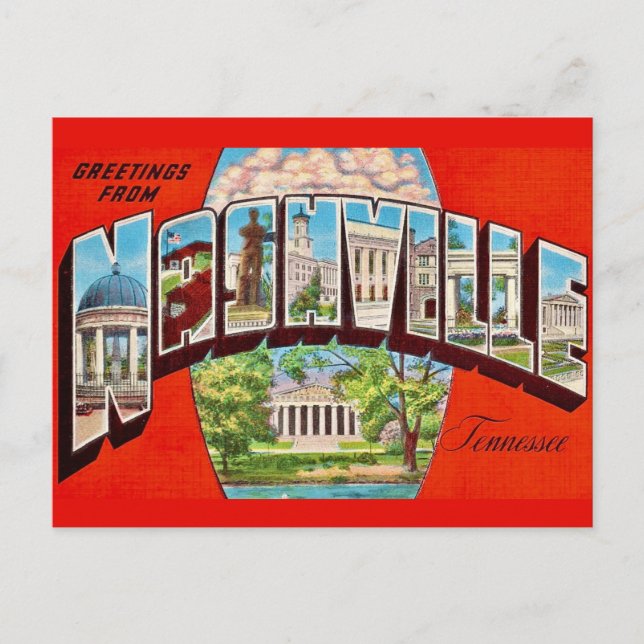 Nashville Retro Gruß Postkarte (Vorderseite)