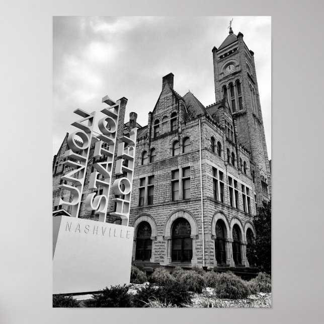 Nashville Schwarz-Weiß-Poster Poster (Vorne)