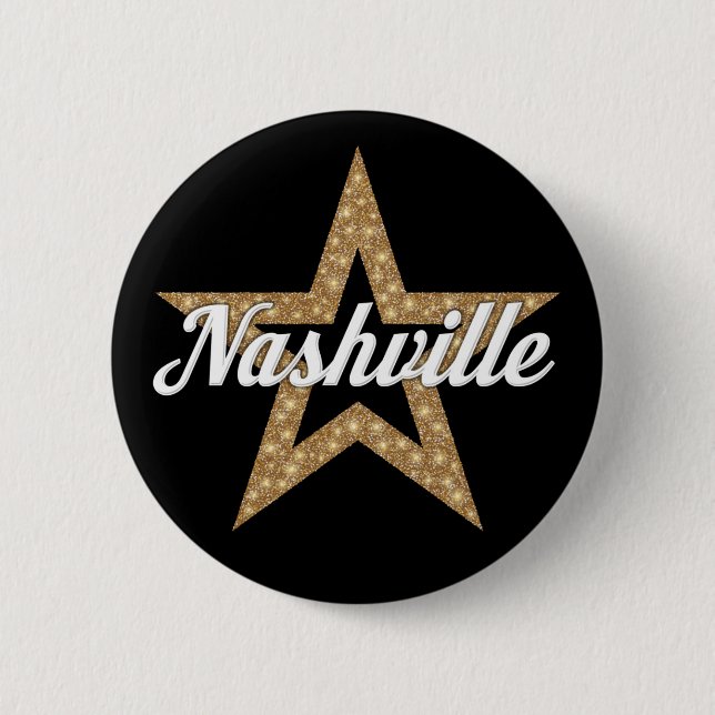 Nashville Script mit Star (White Type) Taste Button (Vorderseite)