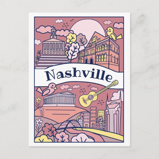 Nashville Sehenswürdigkeiten Postcard - Rosa Postkarte (Vorderseite)