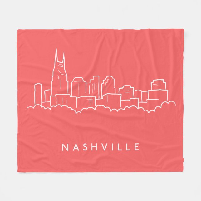 Nashville-Skyline Fleecedecke (Vorderseite (Horizontal))