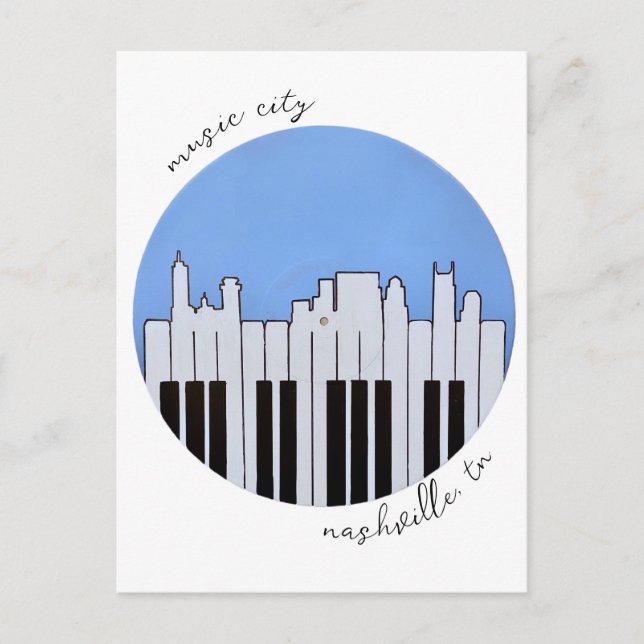 Nashville Skyline Piano Music Record Postcard Postkarte (Vorderseite)