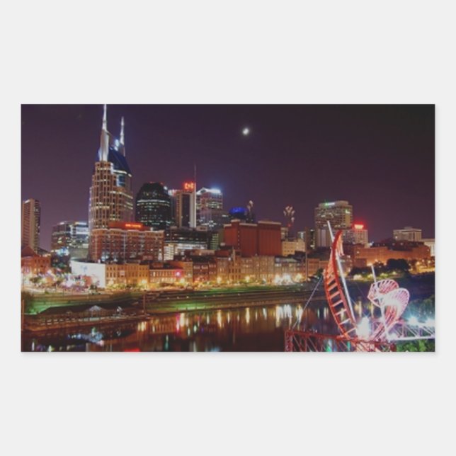Nashville Skyline Rechteckiger Aufkleber (Vorderseite)