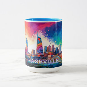 Nashville Skyline Urban Street Art Zweifarbige Tasse