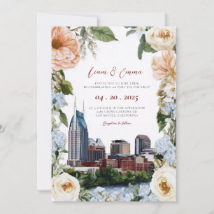 Nashville Skyline Wasserfarben Ziel Hochzeit Einladung