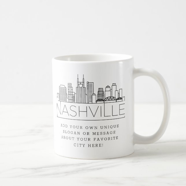 Nashville Stylized Skyline | Benutzerdefinierter S Kaffeetasse (Rechts)
