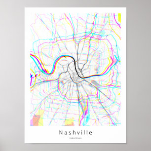Nashville Tennessee Abstrakt Minimal Einfache Kart Poster