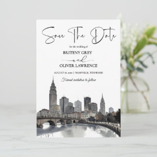 Nashville Tennessee Aquarell Skyline Save The Date
