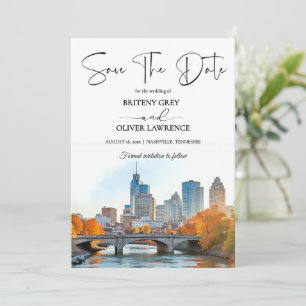 Nashville Tennessee Aquarell Stadtansicht Save The Date