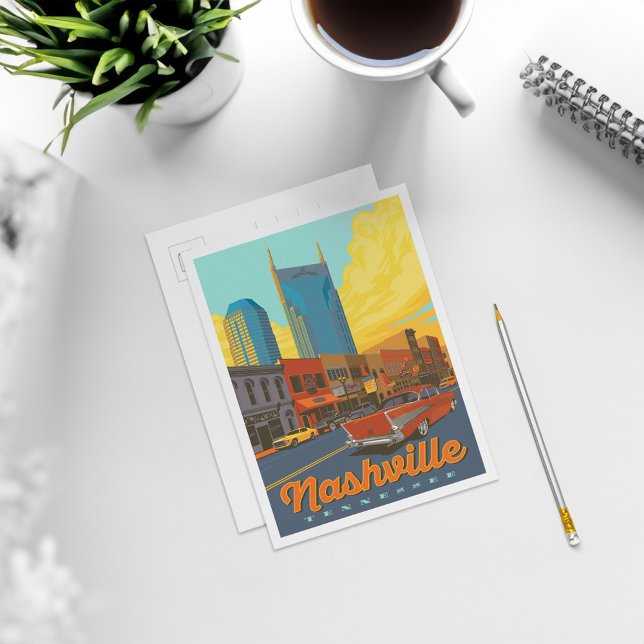 Nashville, Tennessee | Broadway Sunset Postkarte (Card on coffee table)