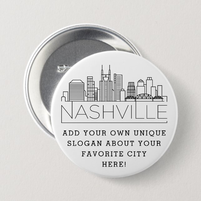 Nashville, Tennessee City Skyline | Benutzerdefini Button (Vorne & Hinten)