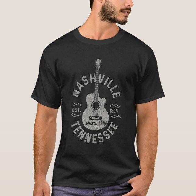 Nashville Tennessee Gitarre Country Music City T-Shirt (Vorderseite)