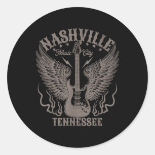 Nashville Tennessee Gitarre Country Music City Wom Runder Aufkleber