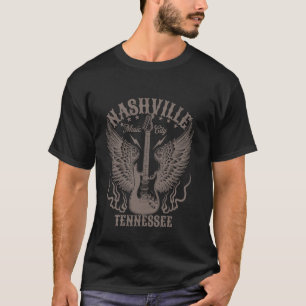 Nashville Tennessee Gitarre Country Musik Stadt Fr T-Shirt