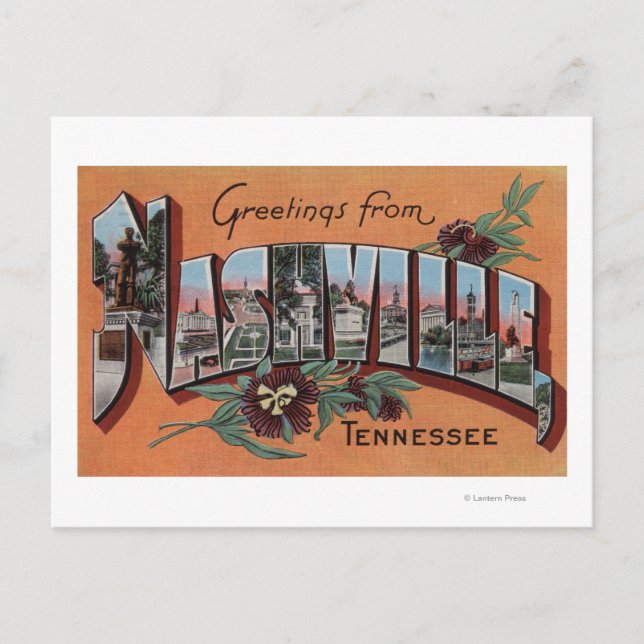 Nashville, Tennessee - Große Buchstabenszenen Postkarte (Vorderseite)