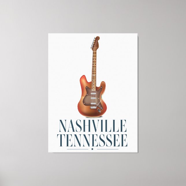 Nashville Tennessee Guitar Reiseposter Leinwanddruck (Vorderseite)
