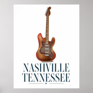Nashville Tennessee Guitar Reiseposter Poster