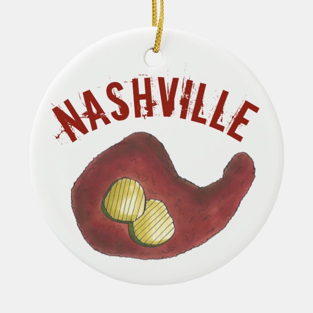 Nashville Tennessee Hot Chicken Barbecue GRILLEN L Keramik Ornament (Vorne)