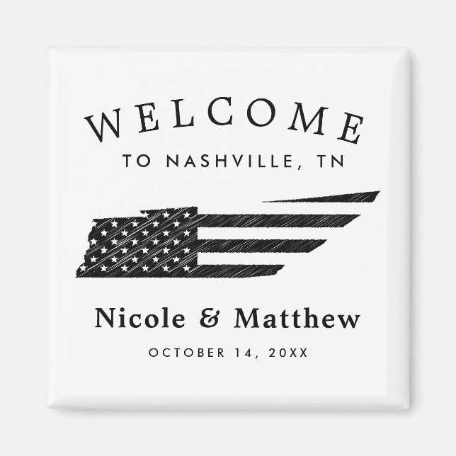 Nashville Tennessee Karte Minimalistische Hochzeit Magnet (Vorne)