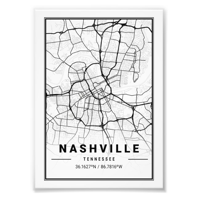 Nashville - Tennessee Ligth City Map Fotodruck (Vorne)