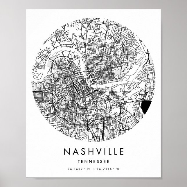 Nashville Tennessee Minimal Modern Circle Street M Poster (Vorne)