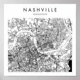 Nashville Tennessee Minimal Modern Street Karte Poster