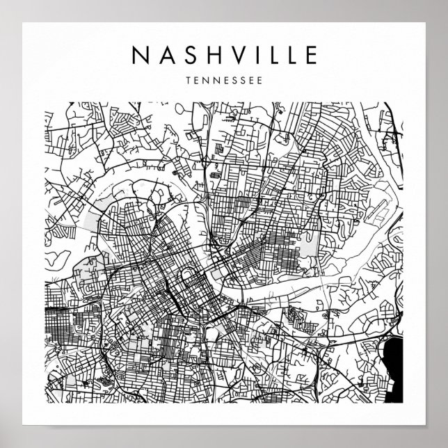 Nashville Tennessee Minimal Modern Street Karte Poster (Vorne)