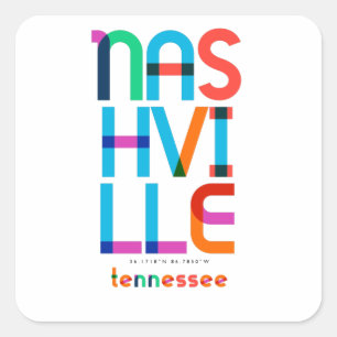 Nashville Tennessee Mitte des Jahrhunderts, Pop-Ar Quadratischer Aufkleber