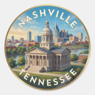 Nashville Tennessee Music City Reise Kunst Runder Aufkleber
