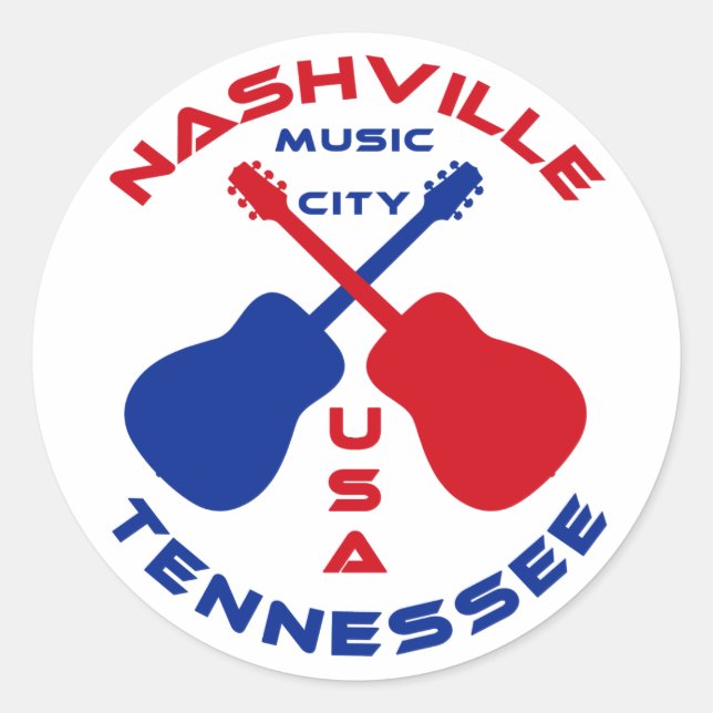 Nashville, Tennessee Music City USA Runder Aufkleber (Vorderseite)