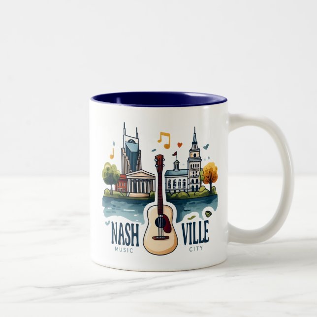 Nashville Tennessee Music City Zweifarbige Tasse (Rechts)