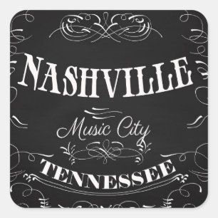 Nashville, Tennessee - Musik-Stadt Quadratischer Aufkleber