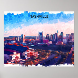 Nashville Tennessee Panorama View Poster