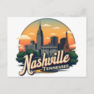 Nashville Tennessee Retro Skyline Postkarte