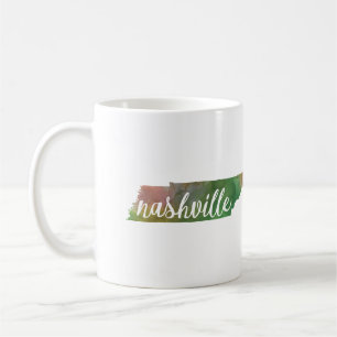 Nashville, Tennessee   rosa und grünes Aquarell Tasse