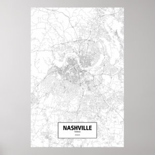 Nashville, Tennessee (schwarz auf weiß) Poster