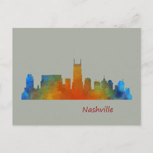 Nashville Tennessee Skyline Aqucolor art V1 Postkarte