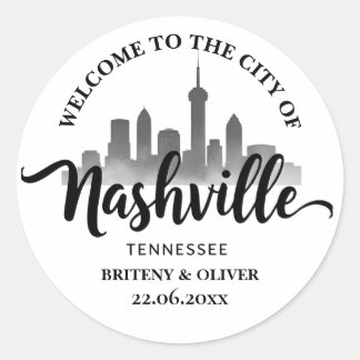 Nashville Tennessee Skyline Destination Weeding Runder Aufkleber