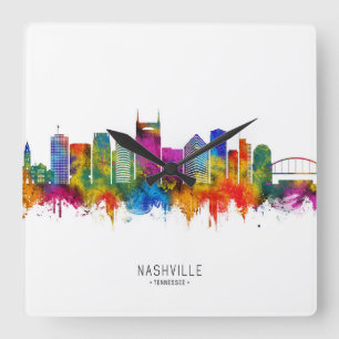 Nashville Tennessee Skyline Quadratische Wanduhr