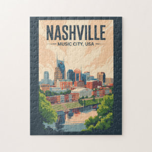 Nashville Tennessee Skyline Reise Kunst Vintage Puzzle