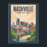 Nashville Tennessee Skyline Reisen Vintag Postkarte<br><div class="desc">Nashville Retro Vektor Reise Design. Von der Grand Ole Opry bis zu den Street Art Murals ist es ein Muss für Musikliebhaber und Stadtforscher.</div>