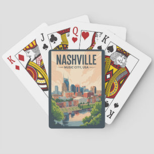 Nashville Tennessee Skyline Reisen Vintag Spielkarten