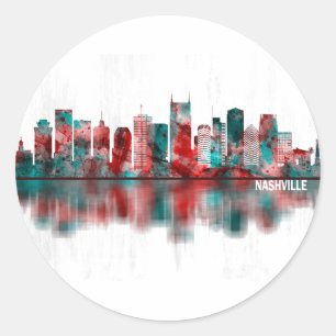Nashville Tennessee Skyline Runder Aufkleber