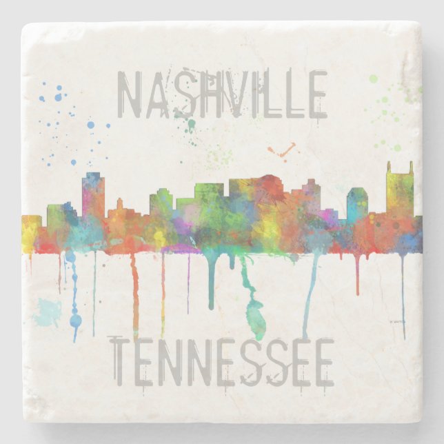 NASHVILLE, TENNESSEE SKYLINE - SteinUntersetzer (Vorderseite)