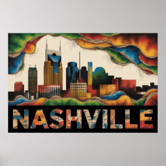 Nashville Tennessee Skyline Surrealist Print Poster