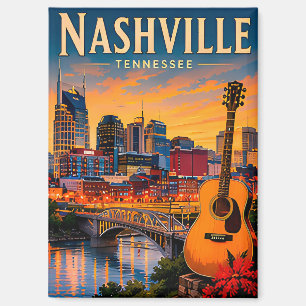 🎸 Nashville Tennessee Skyline und Music Row Magnet