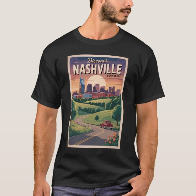 Nashville Tennessee Southern Road Art T-Shirt (Vorderseite)