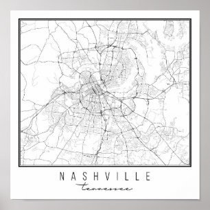 Nashville Tennessee Street Karte Poster